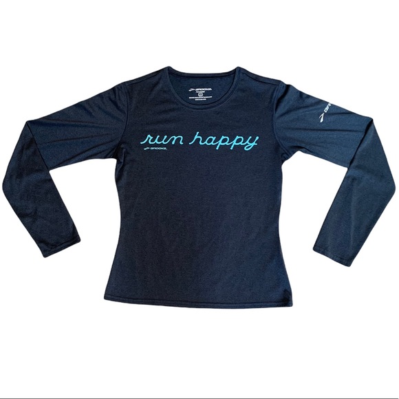 Brooks EZ T Run Happy Navy Long Sleeve T-Shirt - Picture 1 of 14